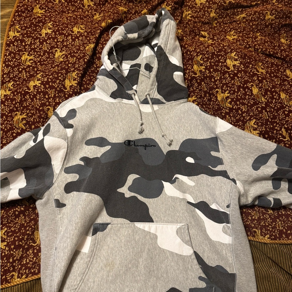 Champion Black and Gray Camouflage Hoodie